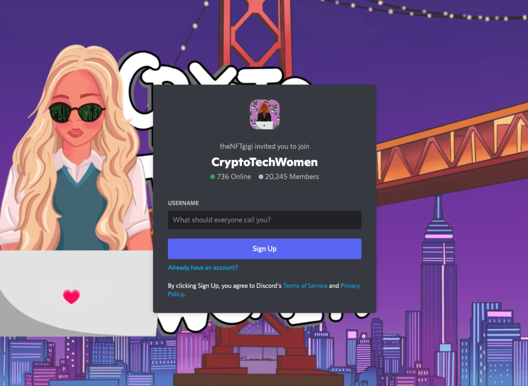 tips-for-building-nft-community-before-project-launch-discord-username-sigh-up-crypto-tech-women-example-2