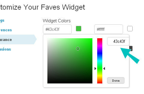 colorpicker επιλογής widget