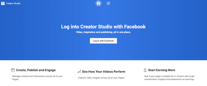 Σελίδα σύνδεσης στο Facebook Creator Studio