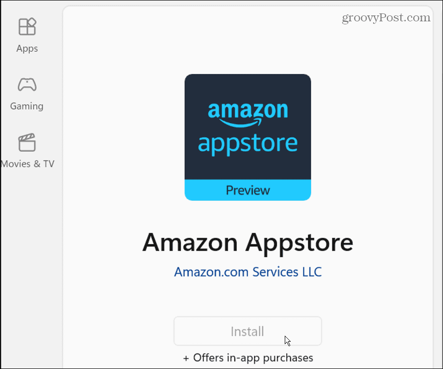 Εγκαταστήστε το amazon app store από το Windows store