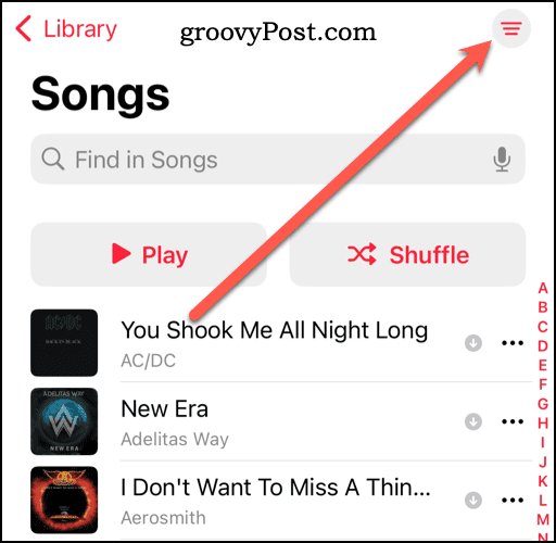 Εικονίδιο περισσότερων επιλογών στη βιβλιοθήκη Apple Music