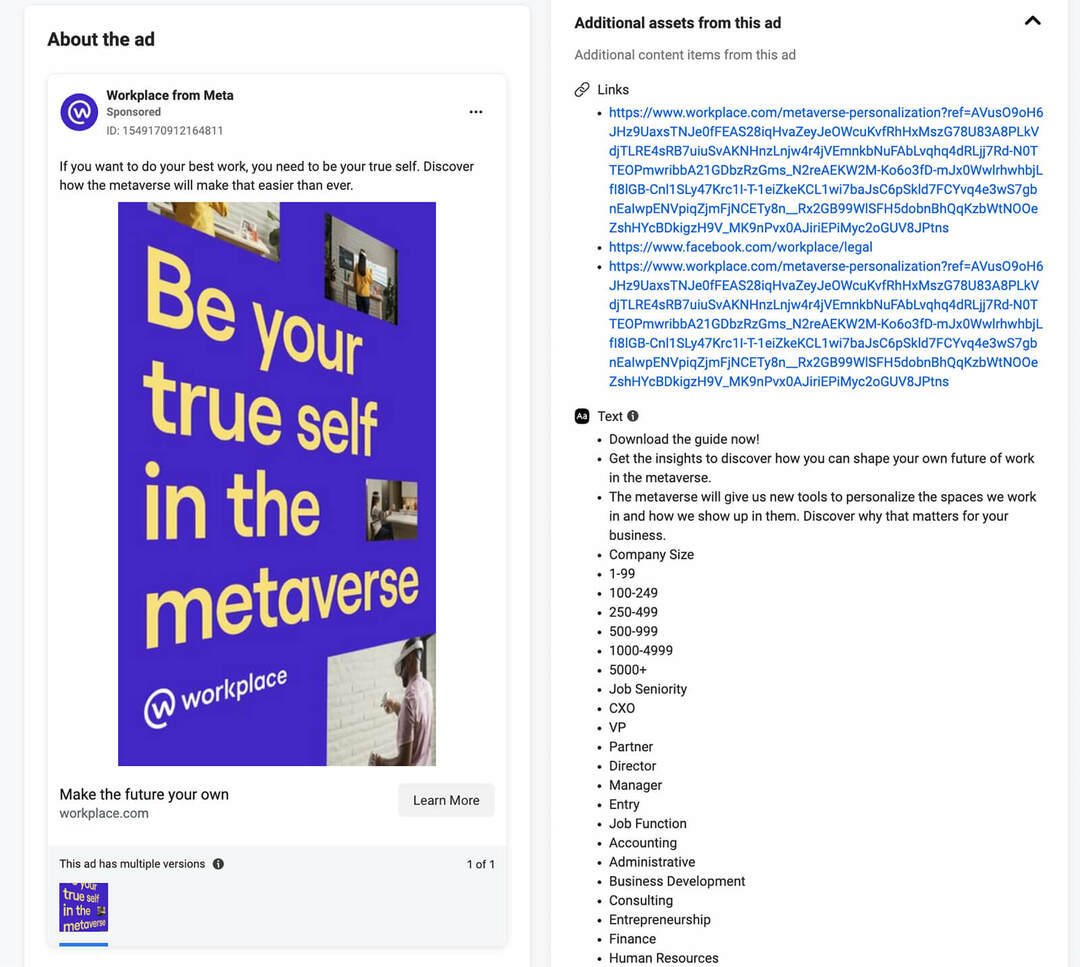 how-to-find-competitors-paid-audiences-on-facebook-review-ads-in-your-profiles-feed-browse-the-meta-ads-library-additional-assets-from-this-ad-audience- segments-workplace-from-meta-example-10