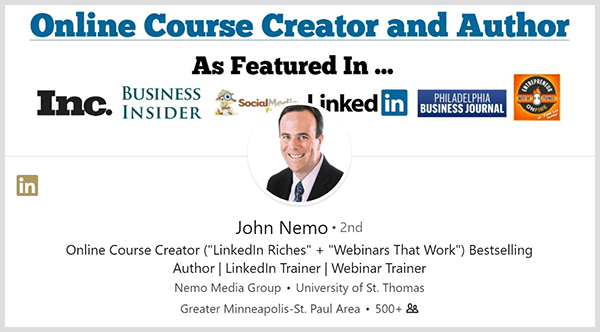 Ο John Nemo χρησιμοποίησε το προφίλ του στο LinkedIn για να βρει νέους πελάτες.