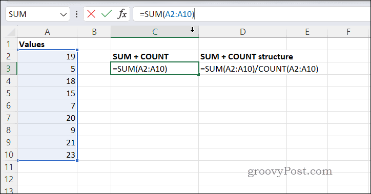 Υπολογισμός μέσων όρων με SUMCOUNT στο Excel