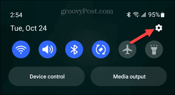 σκίαση ειδοποίησης κουμπιού ρυθμίσεων android
