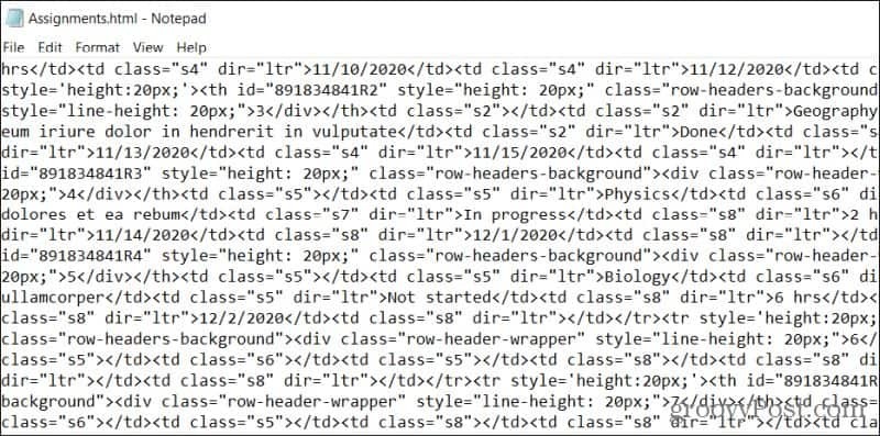υπολογιστικό φύλλο html