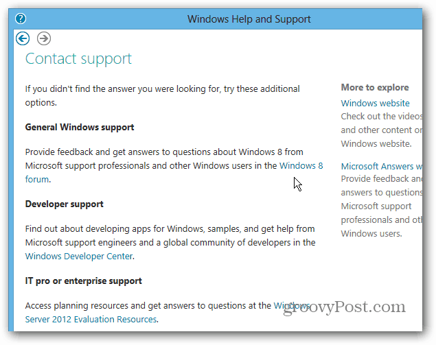 Επικοινωνήστε με τα Φόρουμ υποστήριξης των Windows 8