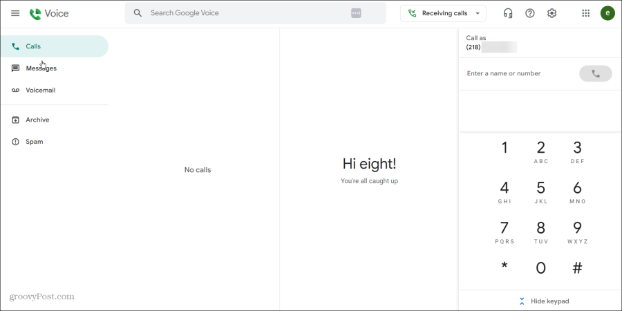 διεπαφή ιστού google voice