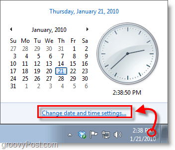 Windows 7 screenshot - κάντε κλικ στο ρολόι και αλλάξτε τις ρυθμίσεις