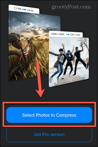 Η εφαρμογή συμπίεσης φωτογραφιών επιλέξτε φωτογραφίες