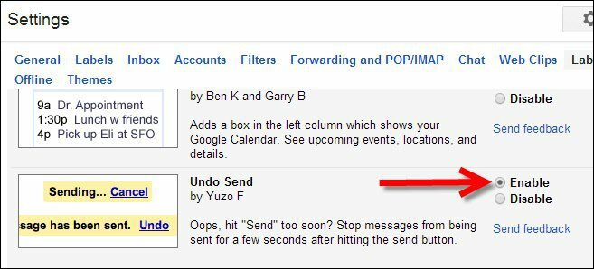 Ενεργοποίηση αναίρεσης αποστολής μέσω εργαστηρίων Gmail