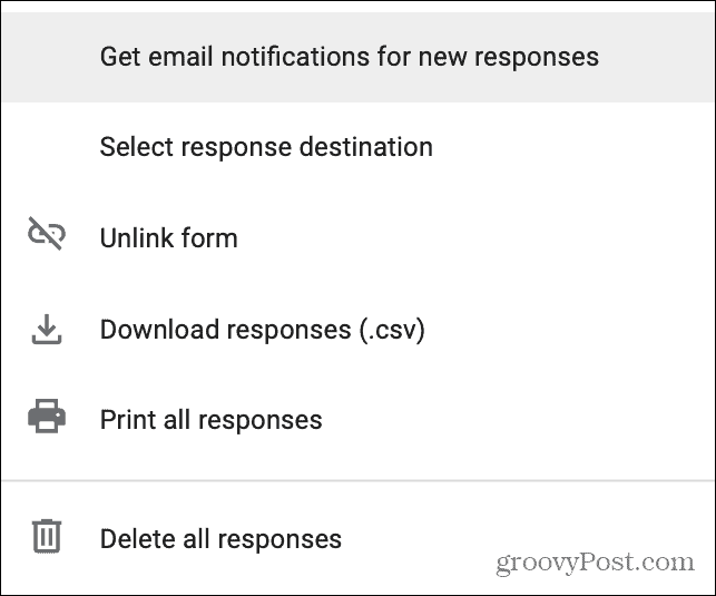 Google Forms Responses Λήψη ειδοποίησης μέσω email