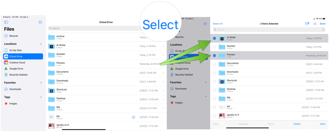 iPad επιλέξτε αρχεία για συμπίεση