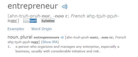 Ο ορισμός της λέξης "επιχειρηματίας" είναι η ιδέα του κινδύνου. 