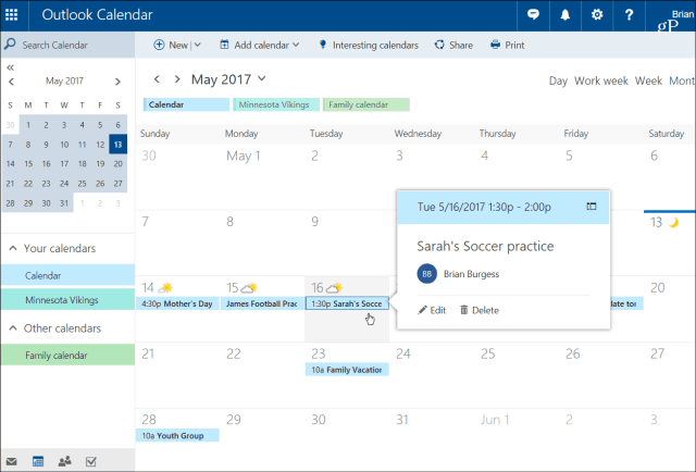Το ημερολόγιο του Outlook