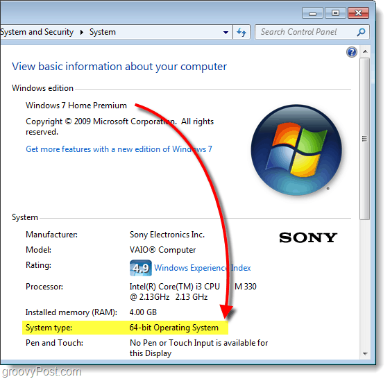 βρείτε 64-bit ή 32-bit έκδοση των Windows 7