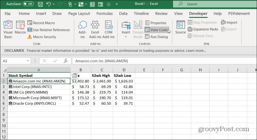 δείτε τον κωδικό vba στο excel