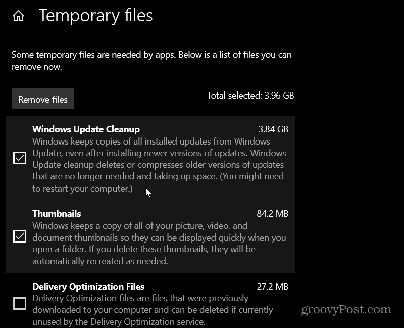 αφαιρέστε τα αρχεία temp windows 10