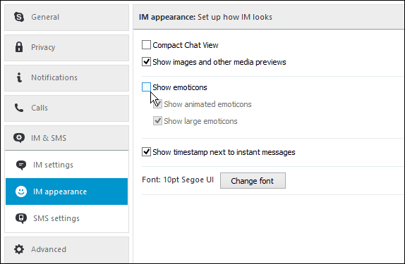 Συμβουλή Skype: Απενεργοποιήστε τα emoticons στα Instant Messaging