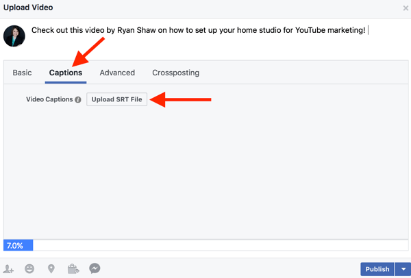 Οι επιχειρηματικές σελίδες του Facebook μπορούν να προσθέσουν αρχεία SRT σε εγγενή βίντεο.