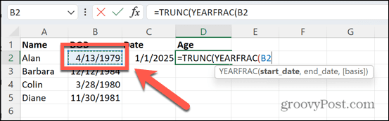 excel ημερομηνία γέννησης