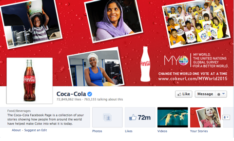 σελίδα facebook coca cola