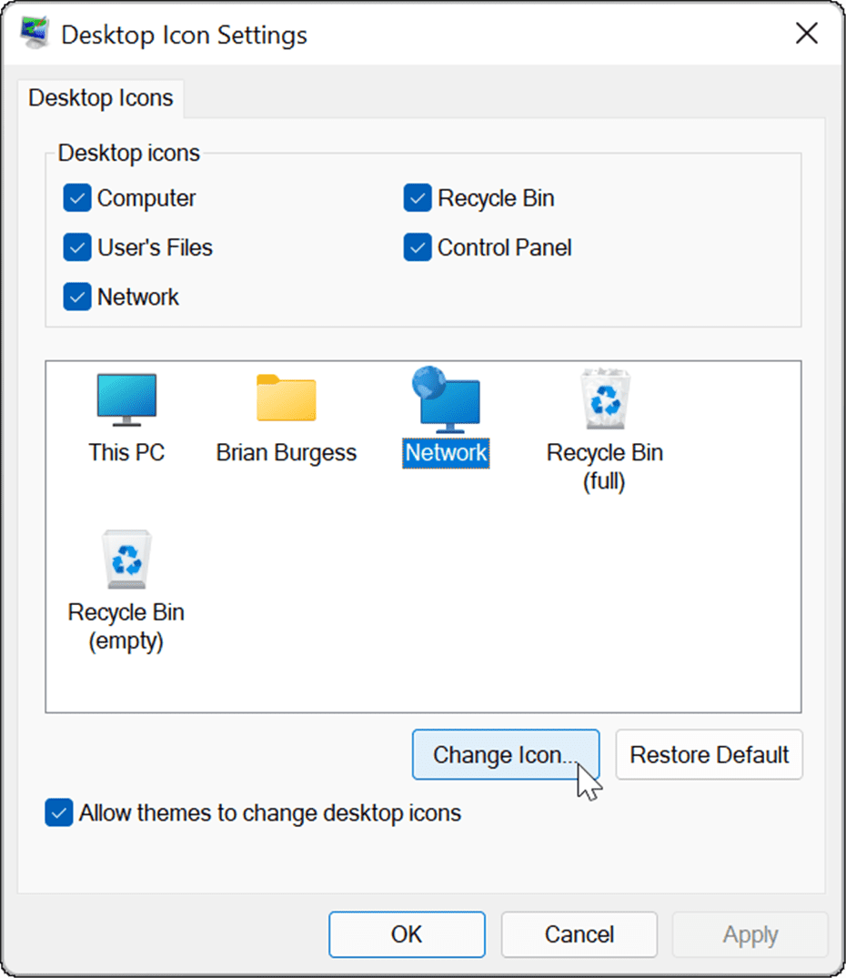 επαναλάβετε τα εικονίδια της επιφάνειας εργασίας παλαιού τύπου στα Windows 11