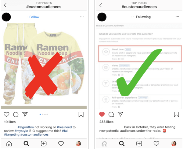 Πώς να αναπτύξετε στρατηγικά το Instagram σας ακολουθώντας το βήμα 12, να βρείτε σχετικά παραδείγματα δημοσιεύσεων, παράδειγμα καλών και κακών δημοσιεύσεων