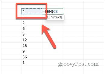 excel len επιλέξτε κελί