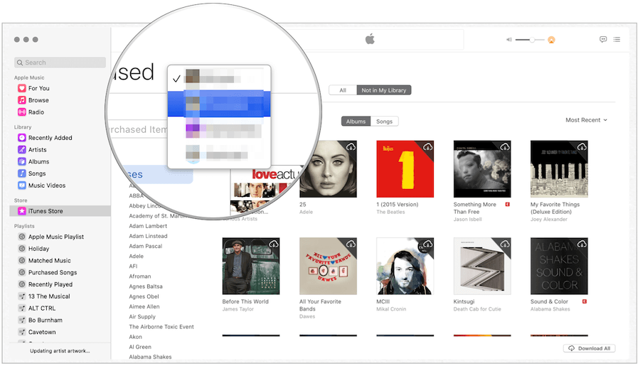 Το iTunes επιλέγει μέλος της οικογένειας