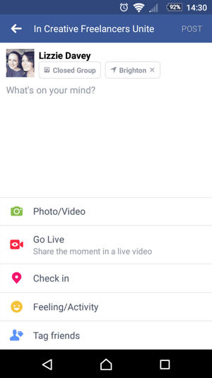 Για να ξεκινήσετε να χρησιμοποιείτε το Facebook Live, πατήστε Μετάβαση ζωντανά όταν δημιουργείτε μια κατάσταση.