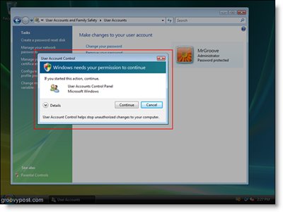 Windows Vista UAC Προτροπή για πρόσβαση