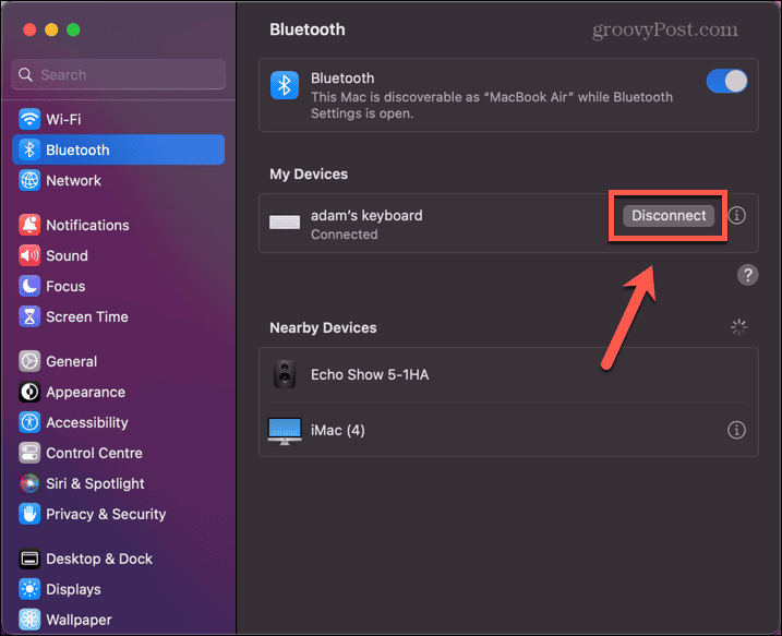 Mac αποσυνδέστε το πληκτρολόγιο bluetooth