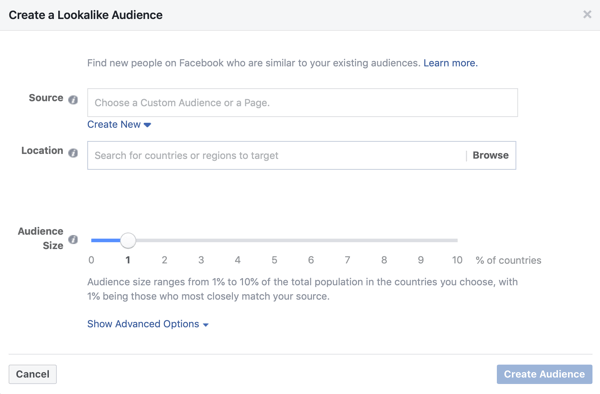 Ρύθμιση εάν χρησιμοποιείτε ένα ομοιόμορφο κοινό για μια καμπάνια διαφημίσεων επικεφαλής του Facebook.