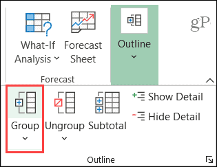Ομαδοποίηση στηλών και σειρών στο Excel στα Windows