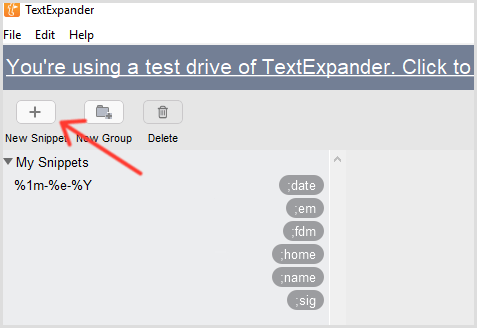 TextExpander προσθέστε απόσπασμα