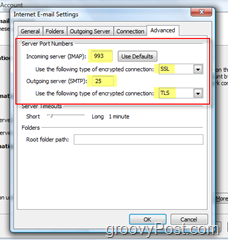 Ρυθμίστε το Outlook 2007 για λογαριασμό GMAIL IMAP