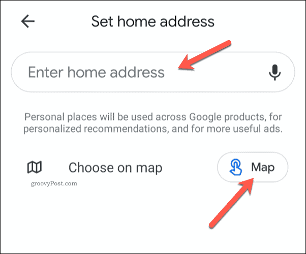 Ρύθμιση της διεύθυνσης σπιτιού των Χαρτών Google σε κινητό