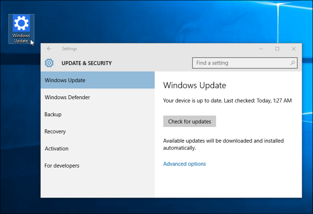 Συντομεύσεις του Windows Update