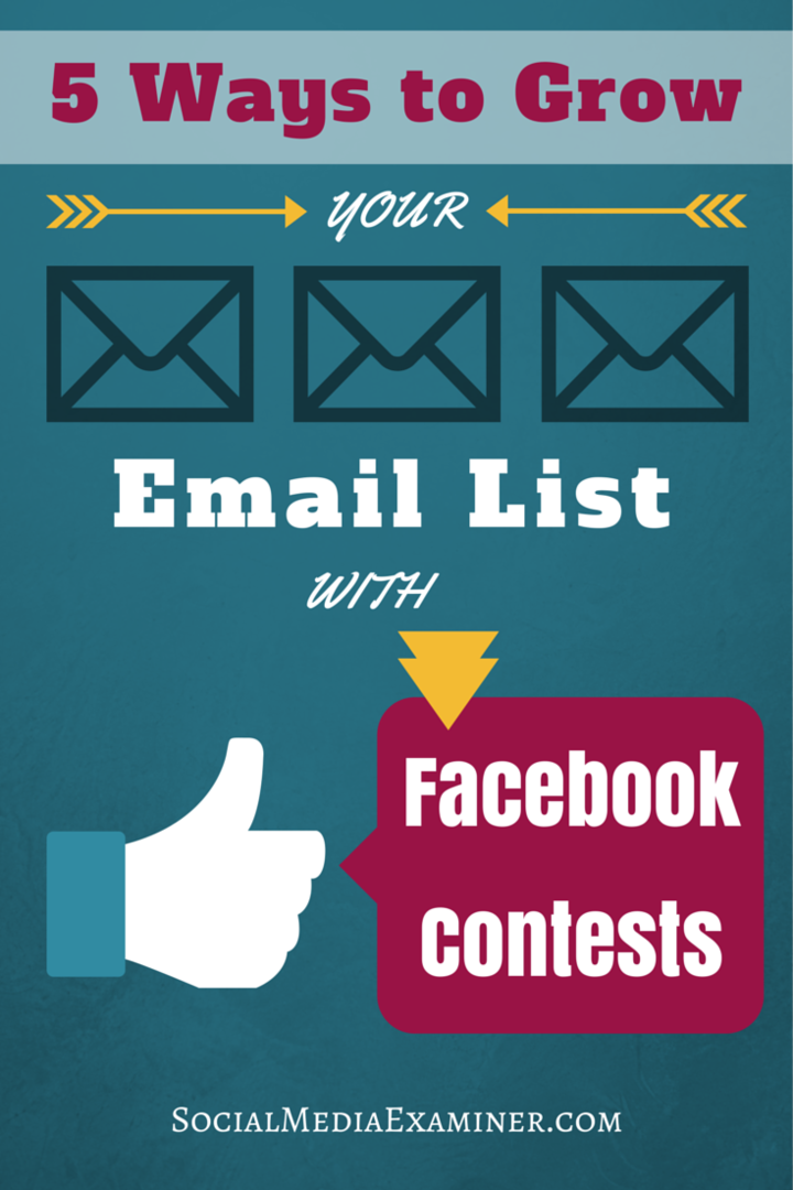 5 τρόποι ανάπτυξης της λίστας email σας με διαγωνισμούς Facebook: Social Media Examiner