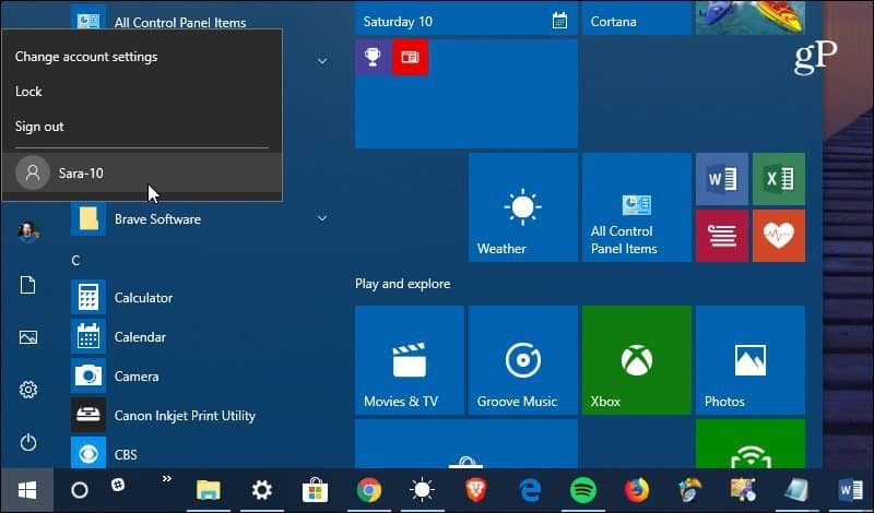 Αλλαγή λογαριασμού χρήστη Windows 10
