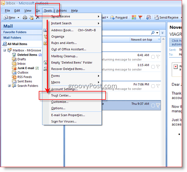 Πώς να μετατρέψετε το μήνυμα ηλεκτρονικού ταχυδρομείου σε απλό κείμενο στο Outlook 2007