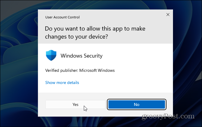 Έλεγχος λογαριασμού χρήστη Windows 11