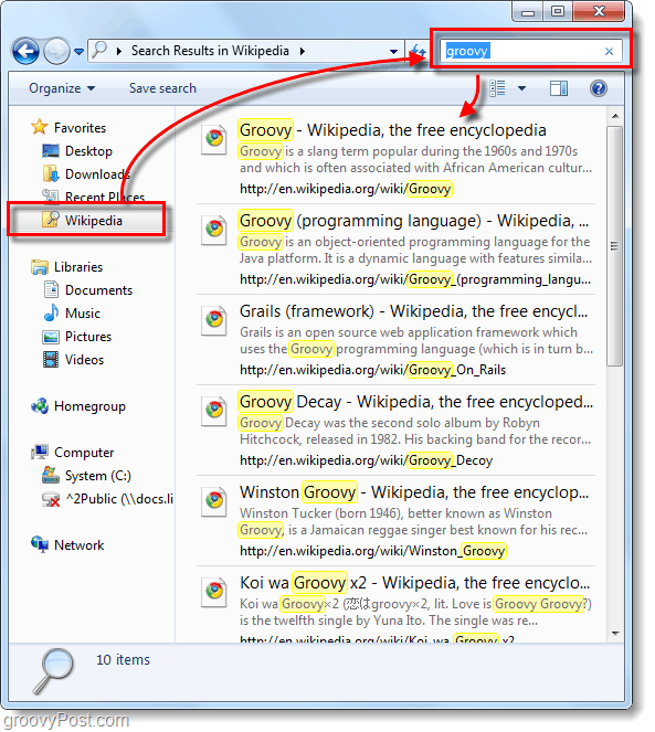 χρησιμοποιήστε έναν ομοσπονδιακό σύνδεσμο αναζήτησης των Windows 7