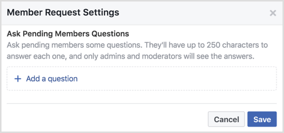 Η ομάδα του Facebook υποβάλλει ερωτήσεις σε εκκρεμή μέλη