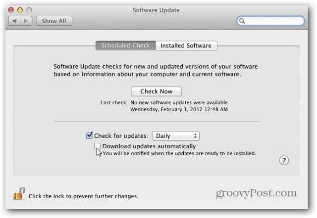 Ρυθμίστε τη δυνατότητα ενημέρωσης λογισμικού Apple OS X Lion