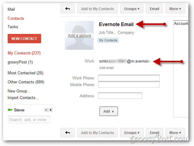 δημιουργία επαφής στο Gmail