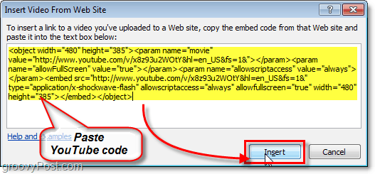 βίντεο youtube επικόλληση κώδικα PowerPoint 2010