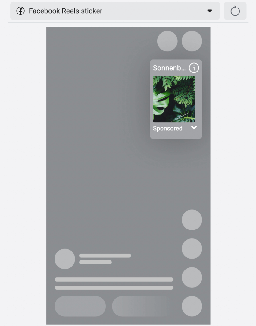 εικόνα του αυτοκόλλητου Instagram Reels κατά τη ρύθμιση της διαφήμισης