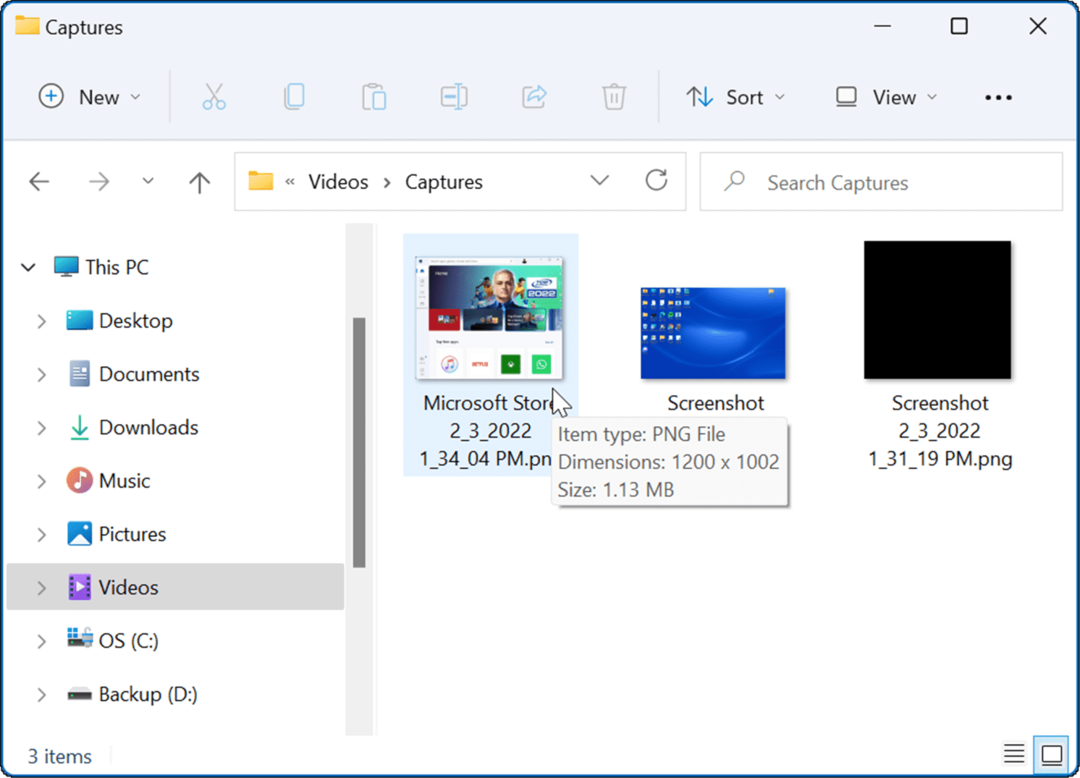 φάκελος λήψης βίντεο τραβήξτε ένα στιγμιότυπο οθόνης στα Windows 11